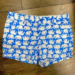Lilly Pulitzer, Blue and White Elephant Pattern, Short, Size 12
